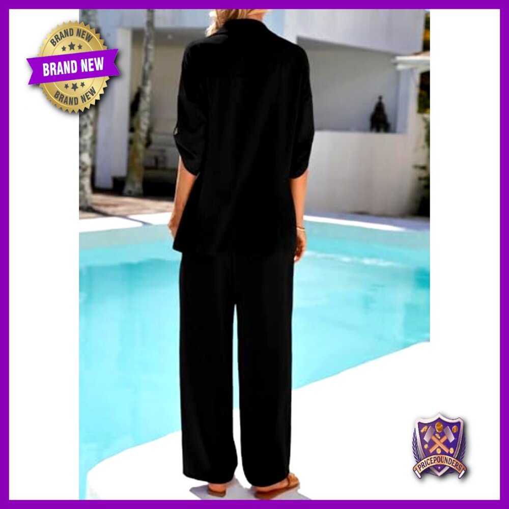 Lightweight Polyester Lounge Set With Button Down… - image 2